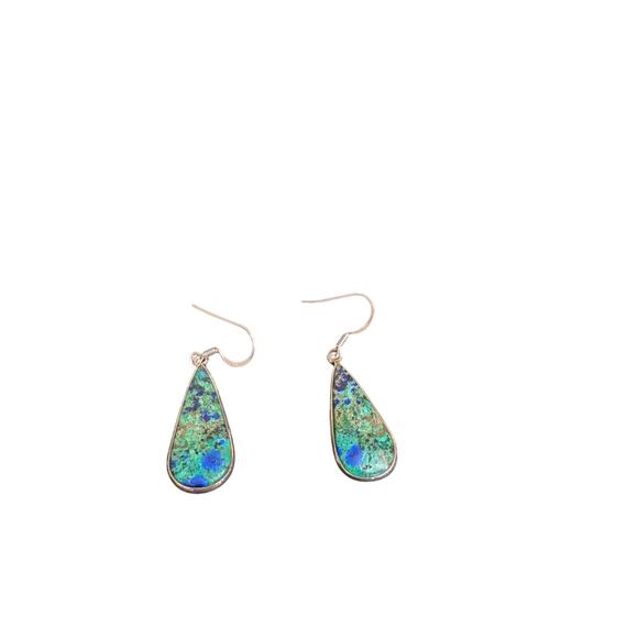 Bluebird Azurite Sterling Silver Teardrop Earrings | Natural Stone | 925 Hooks - Picture 2 of 3